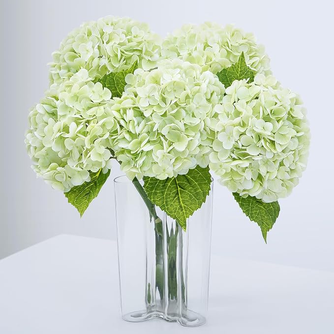 21" Real Touch Green Hydrangea Artificial Flowers by Waipfaru