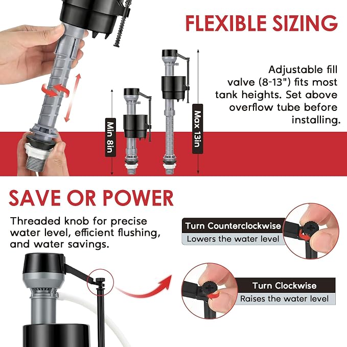 Universal Toilet Flush Valve Replacement Kit Height Adjustable Fill Valve | - Image 7