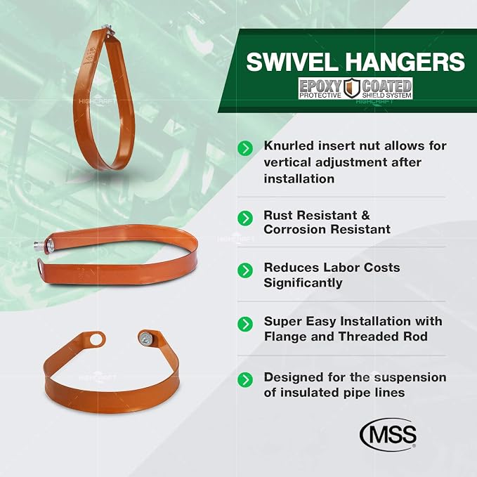 Highcraft ITS-FD01-10 Swivel Loop Pipe Hanger, Copper Epoxy Coated Steel - Image 3