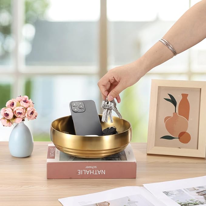 8.3" Golden Key Bowl for Entryway Table Decorative Bowl for Keys | Catch All - Image 5