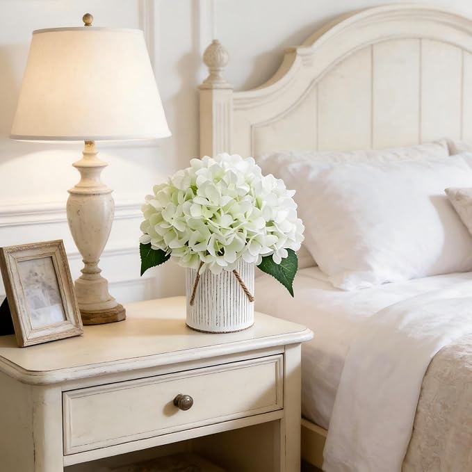 Ivory White Flower Table Centerpieces, Hydrangeas | Floral Arrangement - Image 5