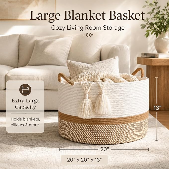 KAKAMAY Large Blanket Basket - Image 2
