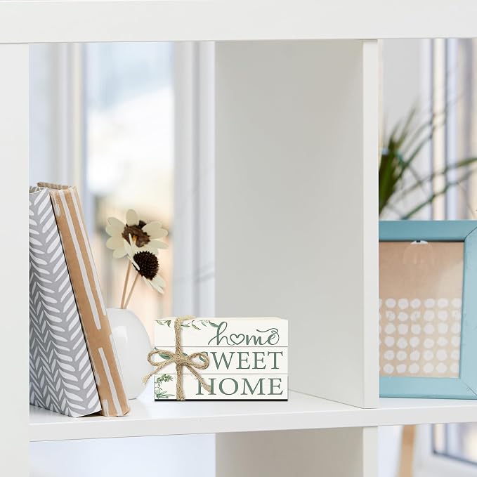 Mini Decorative Books for Home Decor, Small Rustic Wood Book Stack for Table - Image 4