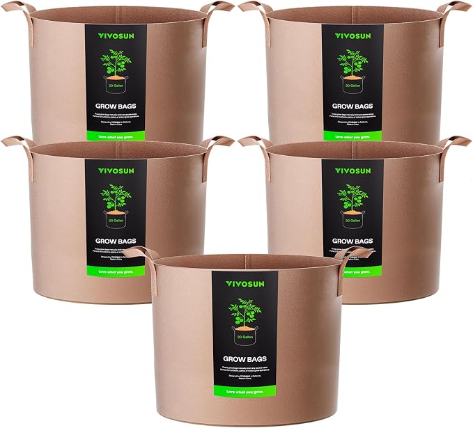 VIVOSUN 5-Pack 30 Gallon Plant Grow Bags Fabric Pots by Unknown
