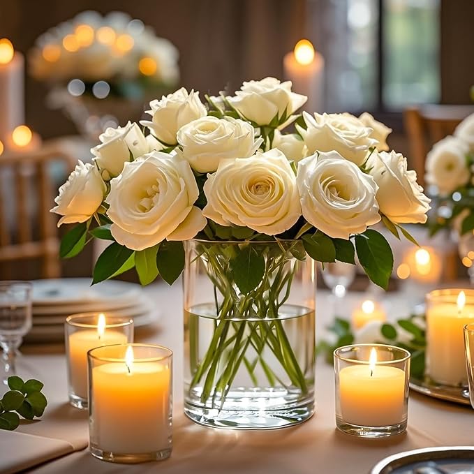 6pcs 6" x 4.7" Clear Glass Cylinder Vases - Image 6