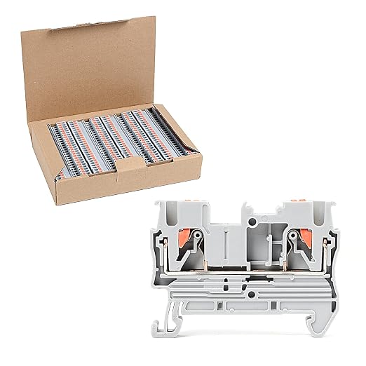 100Pcs PT2.5 Push-in Terminal Blocks, 2.5mm²Cable | DIN Rail Mounted Terminal by GUETNEU