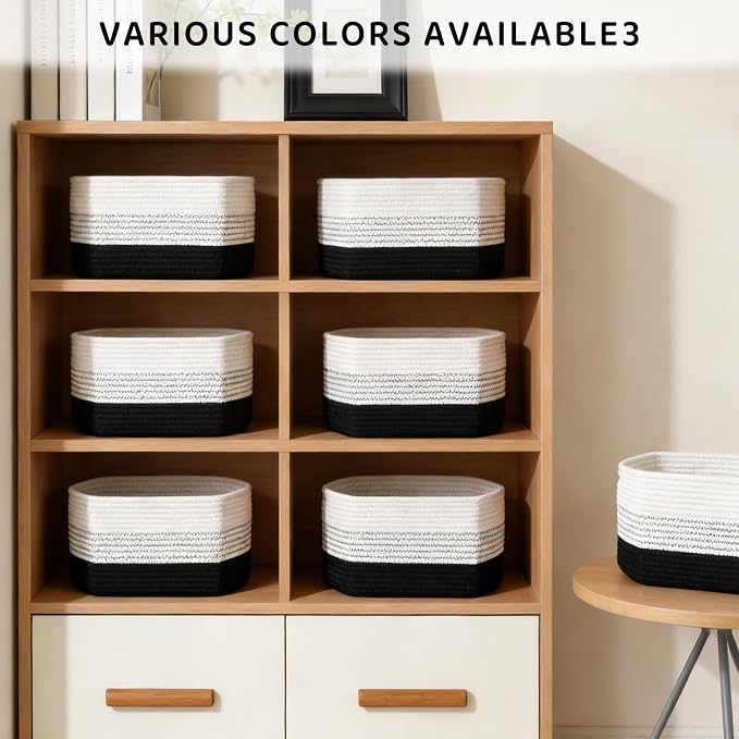4 Pack Storage Baskets for Organizing, and Clothes, Cotton Rope Basket for - Image 4