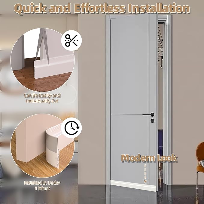 KNEELISA 78" White Under Door Draft Stopper Interior - Image 6