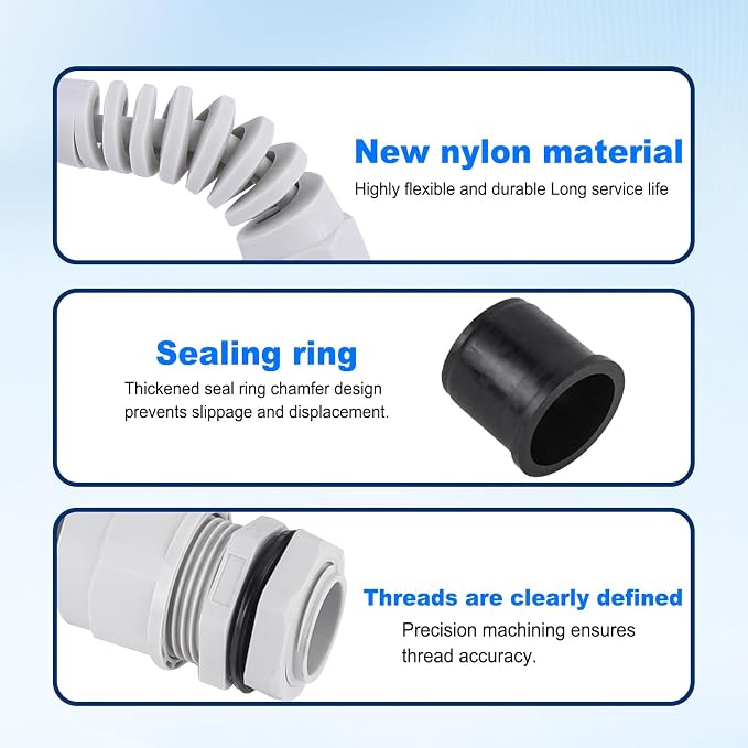 5Pcs NPT 1/2" Flex Spiral Strain Relief Cord IP68 Waterprood Cable Gland Nylon - Image 6