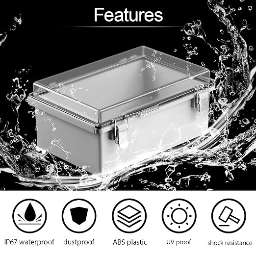 Electrical Box, IP67 Waterproof Hinged Clear Cover Stainless Steel Latch - Image 3