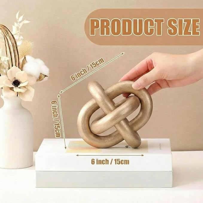 Yalikop 3 Link Wood Knot Decor Rustic Table Shelf Sculpture, Champagne | Hand - Image 2