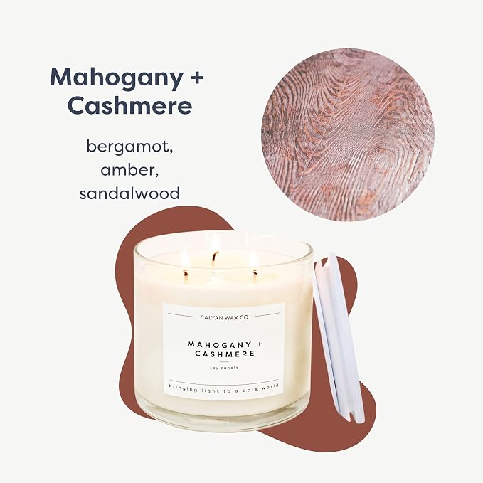 Mahogany & Cashmere 3 Wick Scented Candle - Image 2