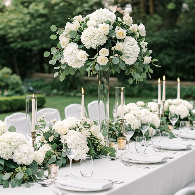 Auihiay 404Pcs White Hydrangea Artificial Flowers Bulk, Silk Fake Hydrangea | - Image 2