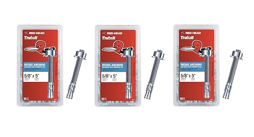 Red Head TruBolt® 5/8 x 5 Inch Wedge Heavy-Duty Concrete Anchors, Versatile by Unknown
