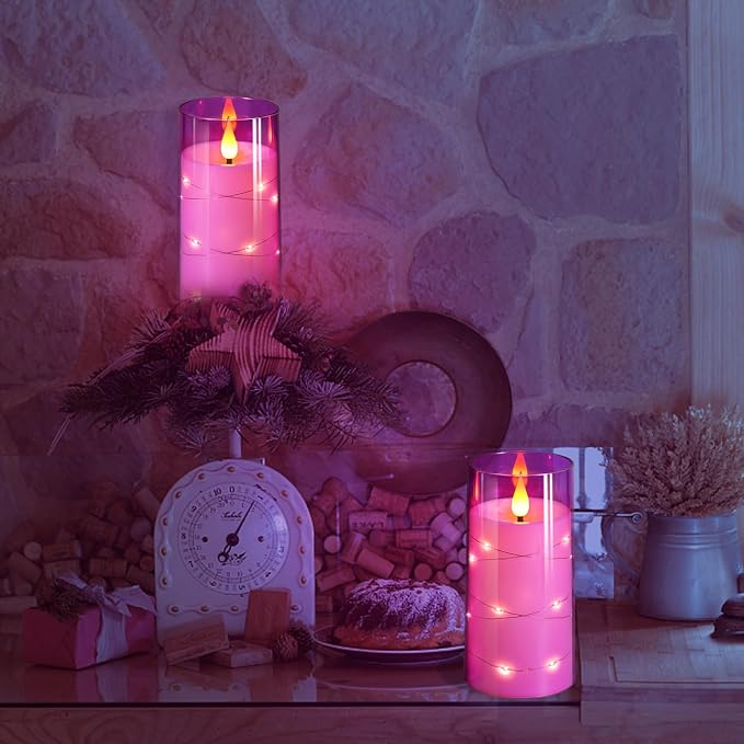 NURADA 3"x6"Flickering Flameless Candles: Built-in Star String Lights 3D Wick - Image 3