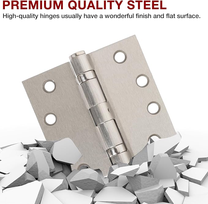 TDCHINGES Heavy Duty Door Hinges Brushed Nickel 4.5 Inch x 4 1/2" Square | 2 - Image 5