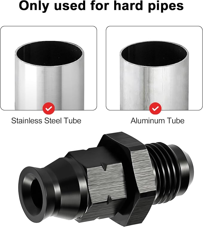 EVIL ENERGY 6AN Male to 1/4" Hardline Compression Fitting Adapter Aluminum Black - Image 3