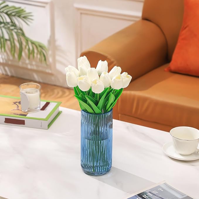 Ribbed Glass Vase, Modern Vases - Image 3
