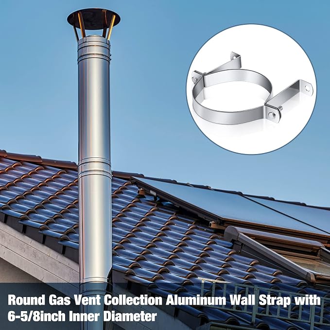 2 Pcs 6 Inch B Vent Wall Straps, Round Pipe Split Ring Hangers | Galvanized - Image 5