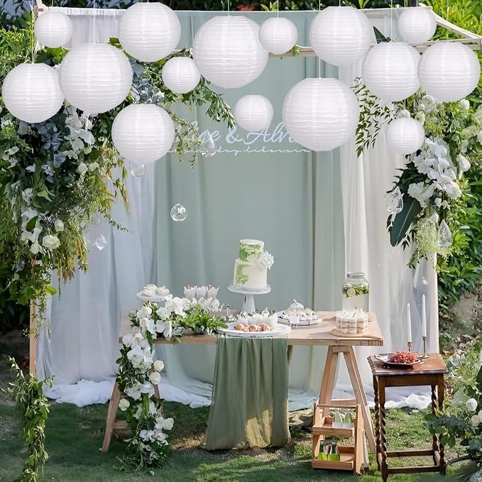 Paper Lanterns Party Decorations, Round Hanging Paper Lanterns Decorations - Image 3