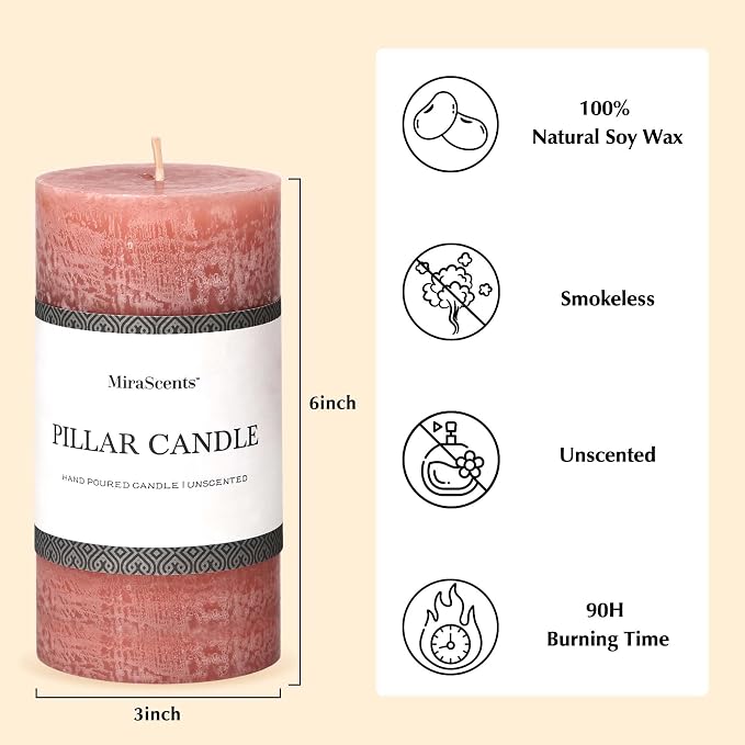 3x6 Inch Brown Pillar Candles Set of 3 - Image 3