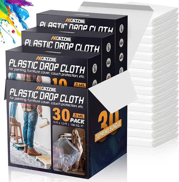 Axgatoxe 12 x 9 Ft Plastic Drop Cloths by AXgatoxe