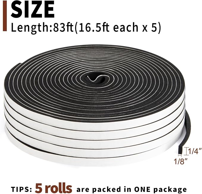 Yotache Weather Stripping Door Seal Strip 1/4" x1/8", Total 83ft | BetBetter - Image 4