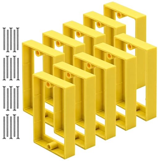 Single Gang Outlet Box Extender Yellow 10-Pack | Premium ABS extender by YQSIYU