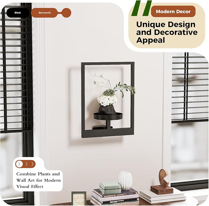 Bamworld Wall Plant Holder Plant Stand Indoor Wall Planters Black | Wall - Image 2