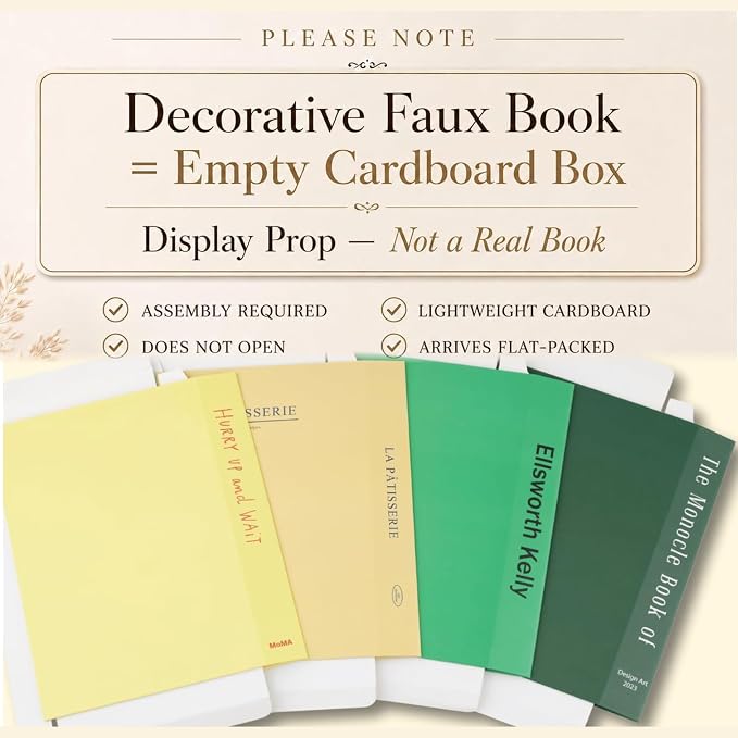 4 Pcs Decorative Books | Faux Neutral Coffee Table & Shelf Decor | Warm Organic - Image 2