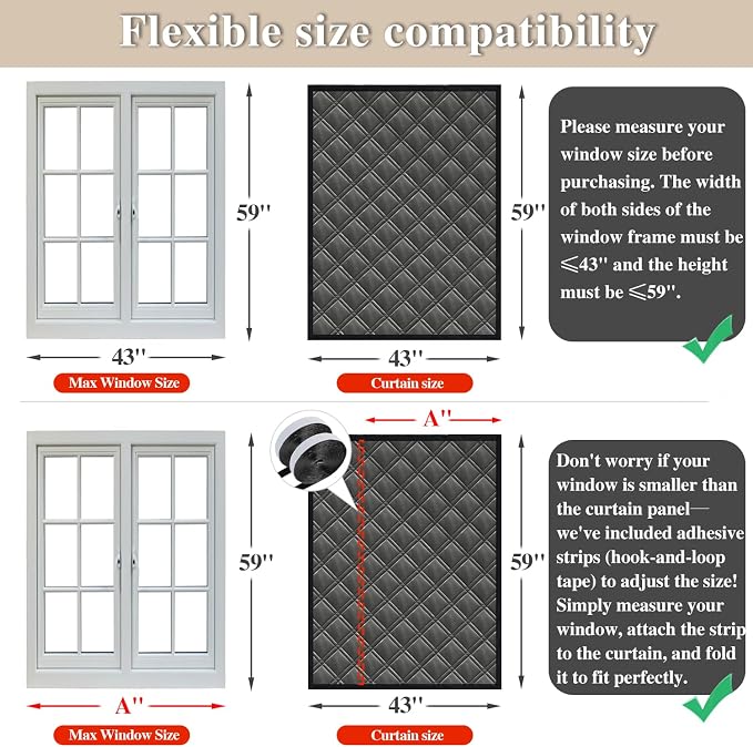 Thermal Window Cover for Winter, Max Adjustable to 43x59, Durable Oxford Cloth - Image 5