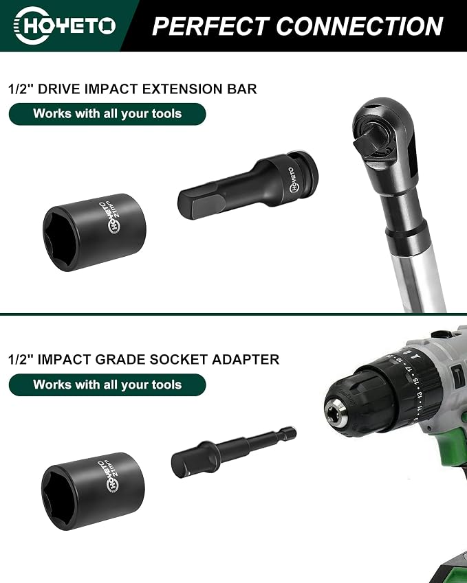 23-Piece 1/2" Drive Metric Ratchet & Socket Set | Includes 6-point Cr-V steel - Image 4