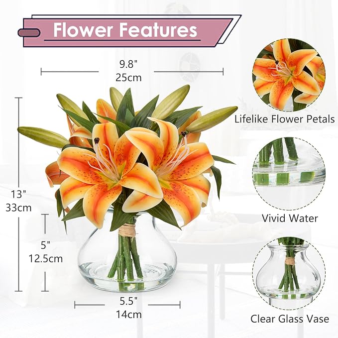 Hollyone Tiger Lily Fall Flowers Artificial - Image 2