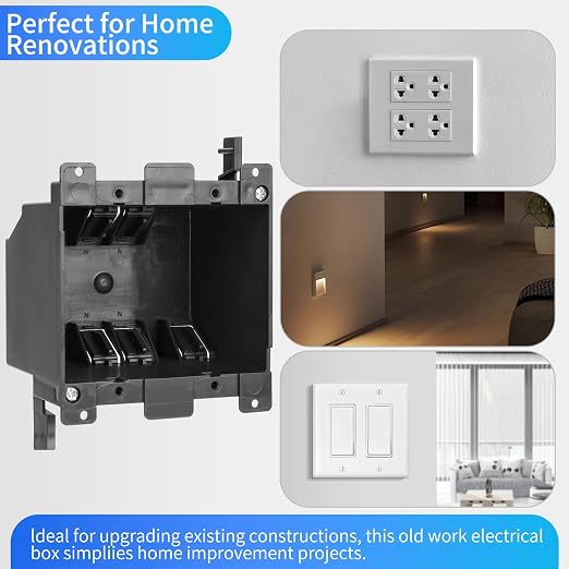 Fire-Rated 2-Gang PVC Black Electrical Box, 25 Cubic Inch – ETL Listed - Image 3