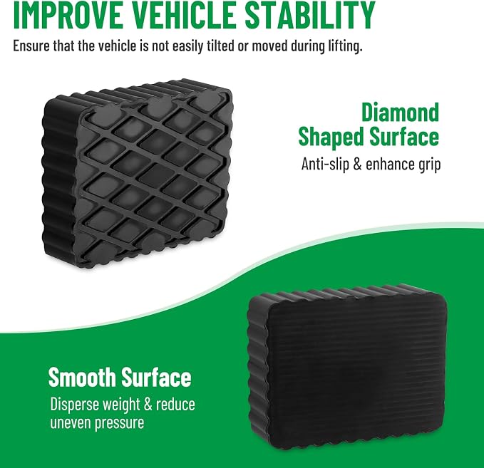 Solid Rubber Auto Lift Pads, 6-1/3" x 4-3/4" x 1" | 4 Pack Anti-Skid Lift Block - Image 4