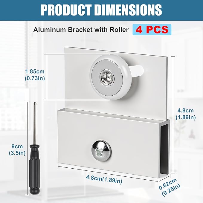 4 Pcs Shower Door Rollers, M 6054 Sliding Glass Door Rollers – Frameless Shower - Image 2