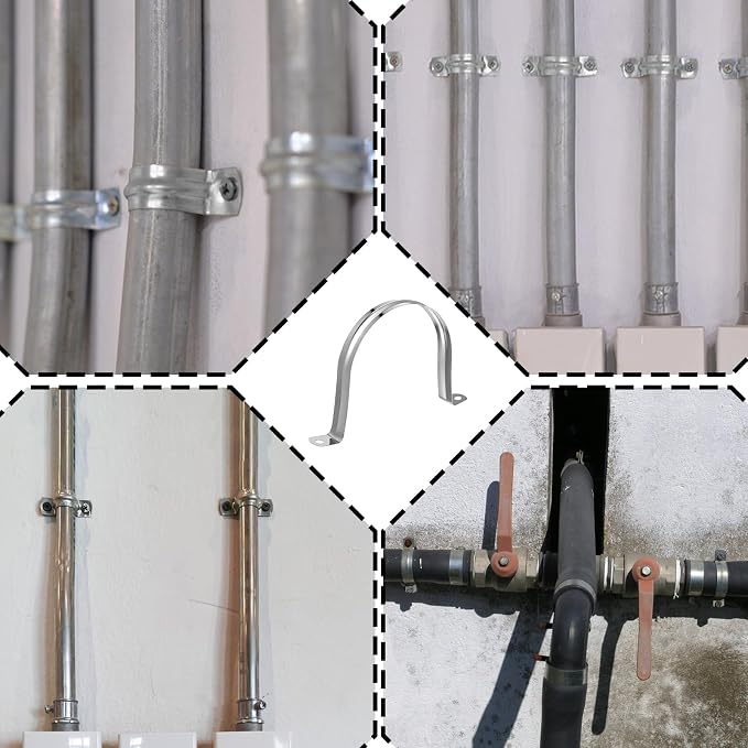 10PCS 4 Inch Stainless Steel U Bracket, M100 Pipe Strap Clamp, 2 Hole Hose - Image 5