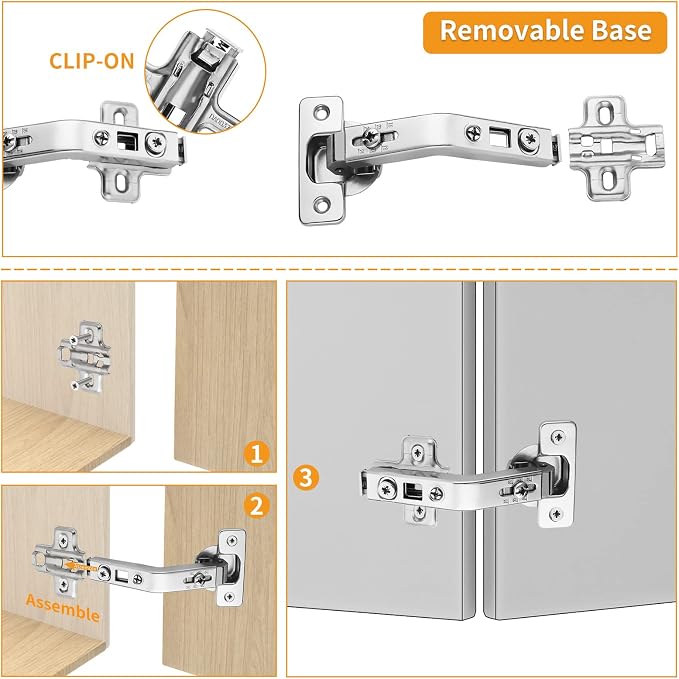 2 Pack 1 Pairs 135° Lazy Susan Hinge, Full Overlay Concealed - Image 3