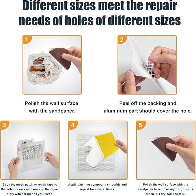 8 Pack Drywall Repair Kit, 6/8/12 Inch Dry Wall Patch Kits - Image 5