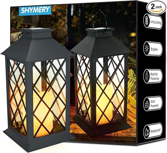 SHYMERY Solar Lanterns Outdoor Waterproof, 14 Inch Outdoor Lanterns by SHYMERY