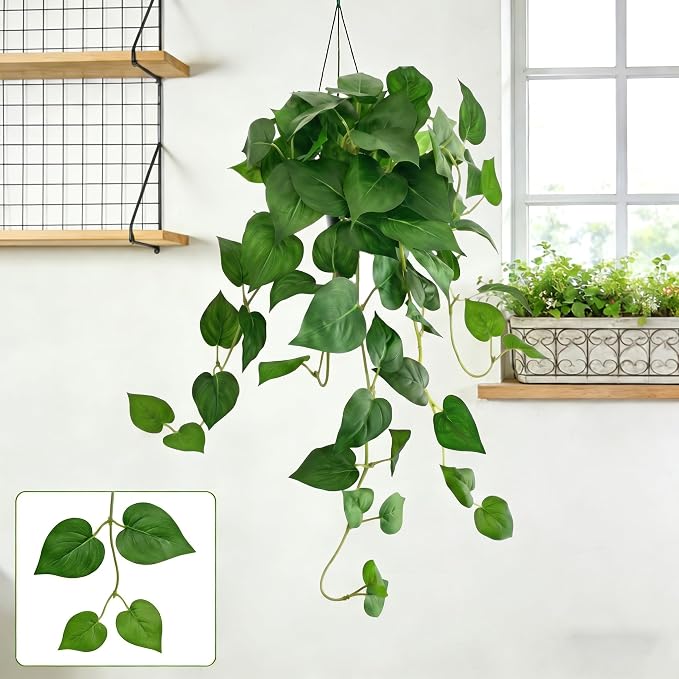 Artificial Pothos Hanging Plant, Office Decor - Image 4