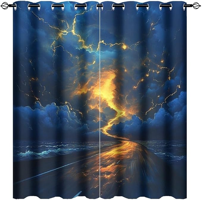 Nature Tornado Lightning Blackout Curtains by StyleYourHomeLoveYourSpace