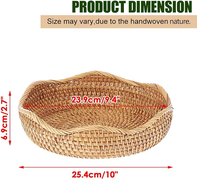 Hipiwe 10" Round Wicker Basket Key Bowl - Image 3