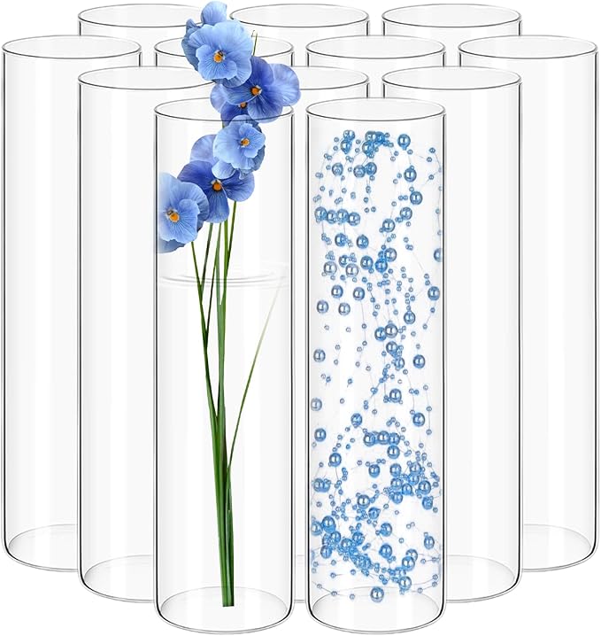 12Pack Glass Cylinder Vases for Centerpieces by Yemosa
