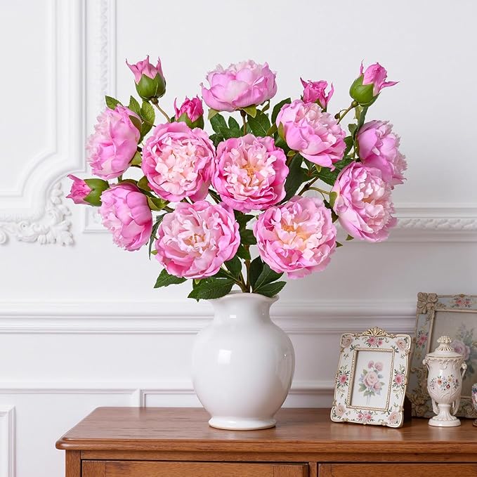 3PCS 22in Peonies Artificial Flowers, Real Touch Latex Fake Peonies | Lifelike - Image 2