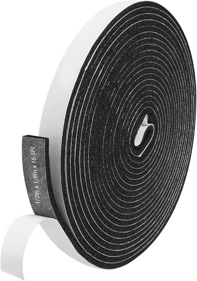 Storystore Self Adhesive Foam Weather Stripping, 1/2"x1/8"x16.5FT Door Seal | by Storystore