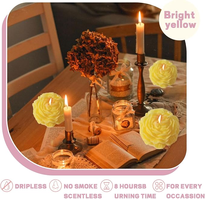 Peony Flower Shape Candle, Soy Wax Scented Decor - Image 2