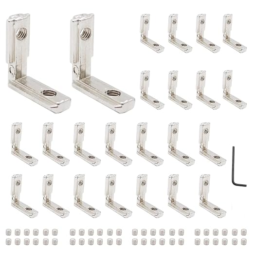 24pcs 2020 Extrusion Connector Corner Bracket Joint Silver | 2020 Extruded by SeekLiny