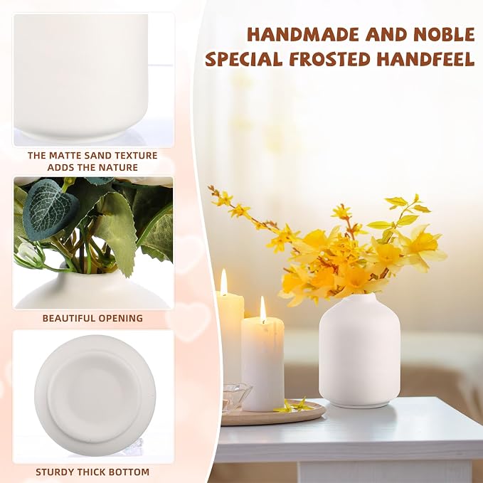Tioncy 30 Set 3.9"*2.76" White Ceramic Bud Vases Bulk Valentine's Day - Image 3