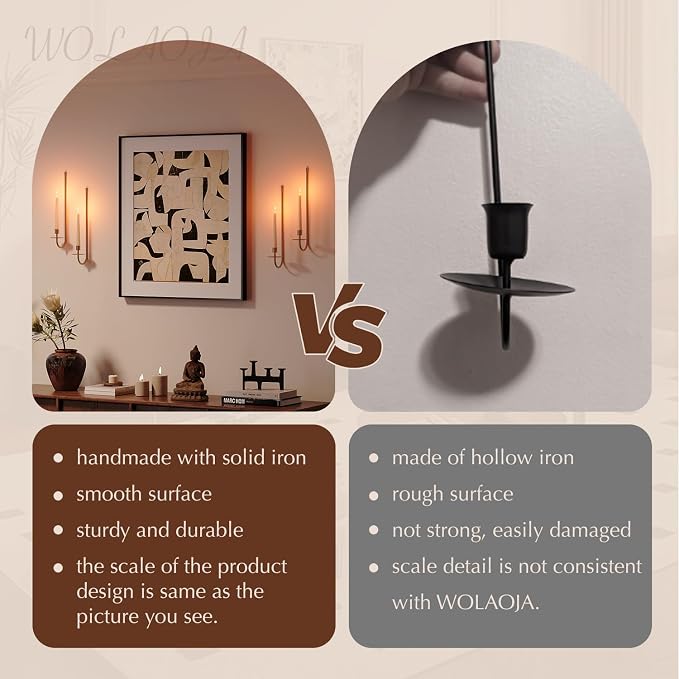 Metal Wall Candle Sconce Holder Set of 4 Wall Mount Candle Holder Pillar Holder - Image 4